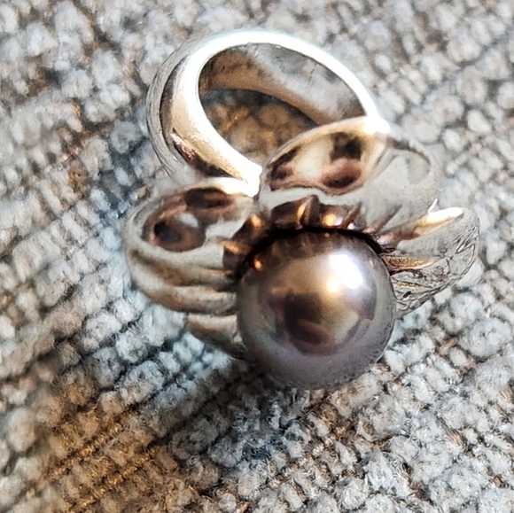 Authentic Endless Sterling Silver Big Black Pearl Flower Silver Bead - Picture 5 of 6